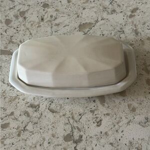 Vintage~Butter Dish~Covered~ White~Stoneware~Has Light Wear~1 Light Scratch~G13*